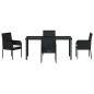 Preview: 5-teiliges Garten-Ess-Set mit Kissen Schwarz Poly-Rattan