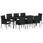 Preview: Garten Essgruppe 9 stk. Schwarz Poly-Rattan