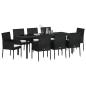 Preview: Garten Essgruppe 9 stk. Schwarz Poly-Rattan