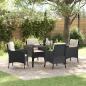Preview: ARDEBO.de - 5-teiliges Garten-Ess-Set mit Kissen Schwarz Poly-Rattan