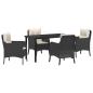 Preview: 5-teiliges Garten-Ess-Set mit Kissen Schwarz Poly-Rattan