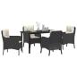 Preview: 5-teiliges Garten-Ess-Set mit Kissen Schwarz Poly-Rattan