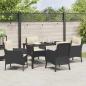 Preview: 5-teiliges Garten-Ess-Set mit Kissen Schwarz Poly-Rattan