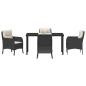 Preview: 5-teiliges Garten-Ess-Set mit Kissen Schwarz Poly-Rattan