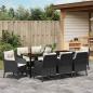 Preview: 9-teiliges Garten-Essset mit Kissen Schwarz Poly-Rattan