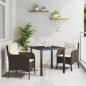 Preview: ARDEBO.de - 3-teiliges Garten-Essenset mit Kissen in Braun Poly Rattan