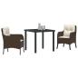 Preview: 3-teiliges Garten-Essenset mit Kissen in Braun Poly Rattan