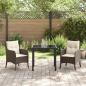 Preview: 3-teiliges Garten-Essenset mit Kissen in Braun Poly Rattan