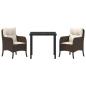 Preview: 3-teiliges Garten-Essenset mit Kissen in Braun Poly Rattan