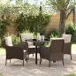 Preview: ARDEBO.de - 5-teiliges Garten-Ess-Set mit Kissen Braun Poly-Rattan