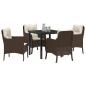 Preview: 5-teiliges Garten-Ess-Set mit Kissen Braun Poly-Rattan