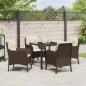 Preview: 5-teiliges Garten-Ess-Set mit Kissen Braun Poly-Rattan