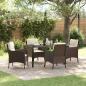 Preview: ARDEBO.de - 5-teiliges Garten-Esszimmer-Set mit Kissen Brauner Poly-Rattan