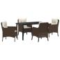 Preview: 5-teiliges Garten-Esszimmer-Set mit Kissen Brauner Poly-Rattan