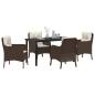 Preview: 5-teiliges Garten-Esszimmer-Set mit Kissen Brauner Poly-Rattan