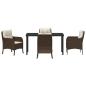 Preview: 5-teiliges Garten-Esszimmer-Set mit Kissen Brauner Poly-Rattan
