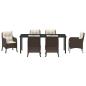 Preview: 7-teiliges Garten-Esszimmer-Set mit Kissen in Braun aus Poly-Rattan