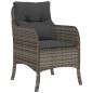 Preview: ARDEBO.de - 3-teiliges Garten-Esszimmer-Set mit Kissen Grau Poly Rattan