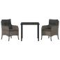 Preview: 3-teiliges Garten-Esszimmer-Set mit Kissen Grau Poly Rattan