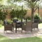 Preview: ARDEBO.de - 5-teiliges Garten-Ess-Set mit Kissen Grau Poly Rattan