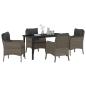 Preview: 5-teiliges Garten-Ess-Set mit Kissen Grau Poly Rattan