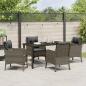 Preview: 5-teiliges Garten-Ess-Set mit Kissen Grau Poly Rattan
