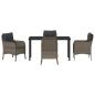 Preview: 5-teiliges Garten-Ess-Set mit Kissen Grau Poly Rattan