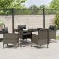 Preview: 5-teiliges Garten-Ess-Set mit Kissen Grau Poly-Rattan