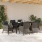 Preview: 7-teiliges Garten-Ess-Set mit Kissen Grau Poly-Rattan