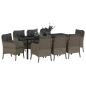 Preview: 9-teiliges Garten-Esszimmer-Set mit Kissen Grau Poly Rattan