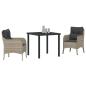 Preview: 3-teiliges Gartenset mit Kissen Hellgrau Poly-Rattan