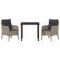 Preview: 3-teiliges Gartenset mit Kissen Hellgrau Poly-Rattan