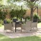 Preview: ARDEBO.de - 5-teiliges Garten-Essset mit Kissen Hellgrau Poly-Rattan