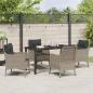 Preview: 5-teiliges Garten-Essset mit Kissen Hellgrau Poly-Rattan