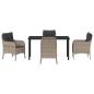 Preview: 5-teiliges Garten-Essset mit Kissen Hellgrau Poly-Rattan