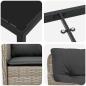 Preview: 5-teiliges Garten-Essset mit Kissen Hellgrau Poly-Rattan