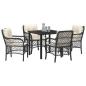 Preview: 5-teiliges Garten Essset mit Kissen Schwarz Poly Rattan