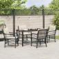 Preview: 5-teiliges Garten-Dining-Set mit Kissen Schwarz Poly Rattan