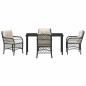 Preview: 5-teiliges Garten-Dining-Set mit Kissen Schwarz Poly Rattan