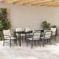 Preview: ARDEBO.de - 7-teilige Garten-Essgruppe mit Kissen Schwarzes Poly-Rattan