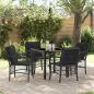 Preview: ARDEBO.de - 5-teiliges Garten-Dining-Set mit Kissen Schwarz Poly-Rattan