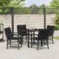 Preview: 5-teiliges Garten-Dining-Set mit Kissen Schwarz Poly-Rattan