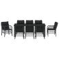 Preview: 9-teiliges Gartentisch-Set mit Kissen Schwarz Poly-Rattan