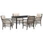 Preview: 5-teiliges Garten-Dining-Set mit Kissen Braun Poly-Rattan