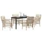 Preview: 5-teiliges Garten Essgruppe mit Kissen Beige Poly Rattan
