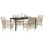 Preview: 5-teiliges Garten-Ess-Set mit Kissen Beige Poly-Rattan