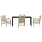 Preview: 5-teiliges Garten-Ess-Set mit Kissen Beige Poly-Rattan