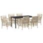 Preview: 7-teiliges Garten Essgruppe mit Kissen Beige Poly Rattan