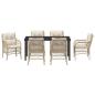 Preview: 7-teiliges Garten Essgruppe mit Kissen Beige Poly Rattan