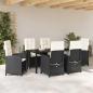 Preview: 7-teiliges Garten-Esszimmer-Set mit Kissen - Schwarzes Poly-Rattan